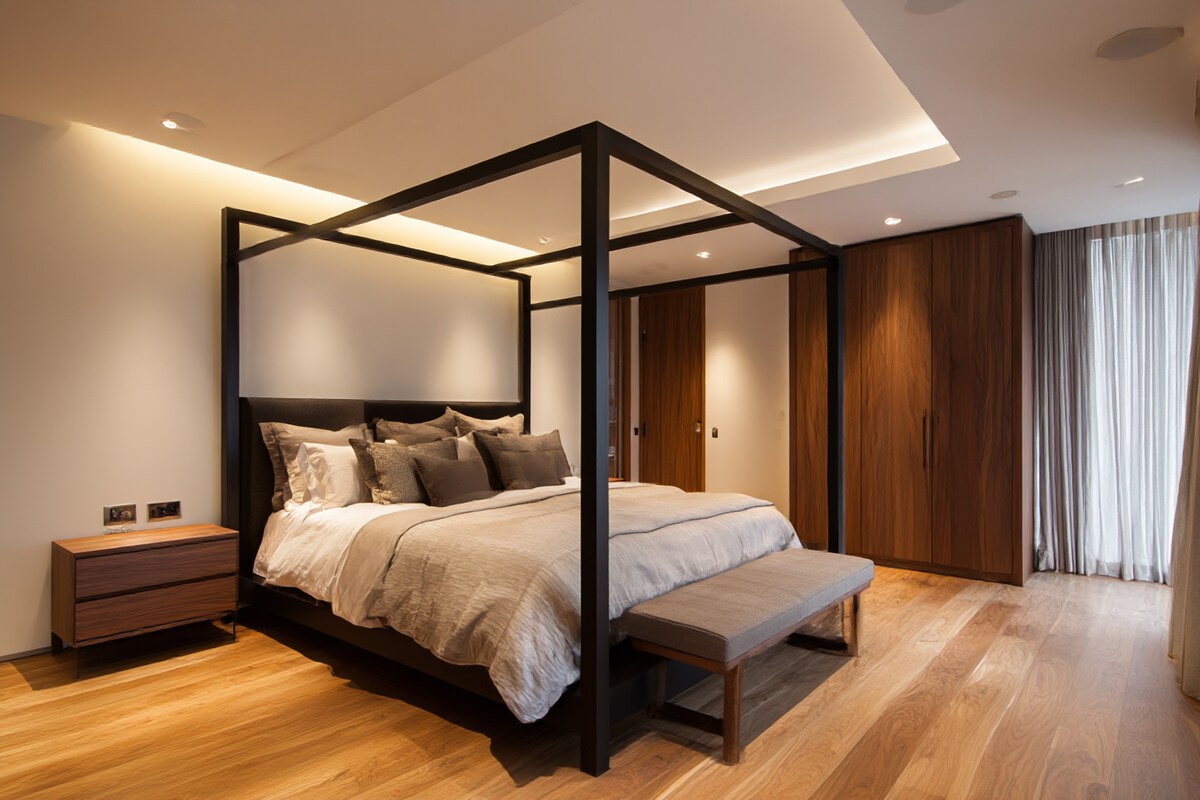 Luxury Master Bedroom Suite featuring Integrated Dressing Mirror & Floating Vanity #12
